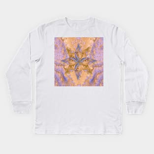 Abstract Digital Art in Lilac and Ochre Tones Kids Long Sleeve T-Shirt